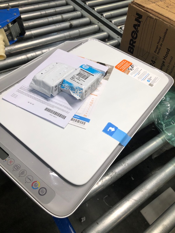 Photo 1 of HP DeskJet 2755e Wireless Color All-in-One Printer with bonus 6 months Instant Ink (26K67A), white