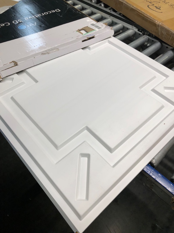 Photo 3 of Art3d Decorative Drop Ceiling Tile 2"x2", Glue-up 3D Textured Ceiling Panel, Plastic Sheet in White(12 Pack) 24"x24" White 12