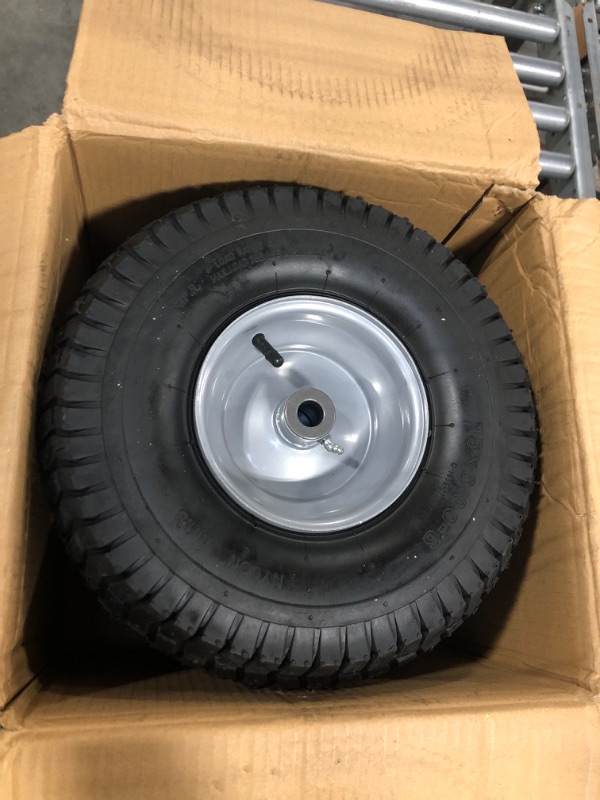 Photo 3 of 15x6.00-6 Lawn Mower Tire and Wheel Front Tire Compatible with John Deere Craftsman Husqvarna Riding Mowers Lawn Tractors