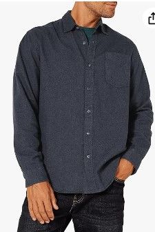 Photo 1 of Amazon Essentials Men's Long-Sleeve Flannel Shirt (Available in Big & Tall) Large Navy