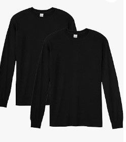 Photo 1 of Gildan Men's Heavy Cotton Long Sleeve T-Shirt, Style G5400, 2-Pack Large Black