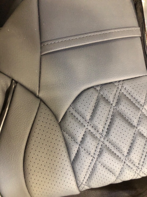 Photo 3 of Car Seat Cover Front PU Leather Seat Covers, 2Pcs Universal Bottom Seat Covers for Cars, Anti-Slip, Storage Bags,Full Wrapping Edge Fits 95% of Vehicles(1 Pair, Black Grid) Black-2PCS