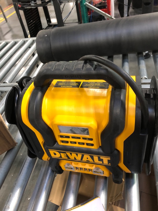 Photo 4 of DEWALT DXAEPS14 1600 Peak Battery Amp 12V Automotive Jump Starter/Power Station with 500 Watt AC Power Inverter, 120 PSI Digital Compressor, and USB Power , Yellow