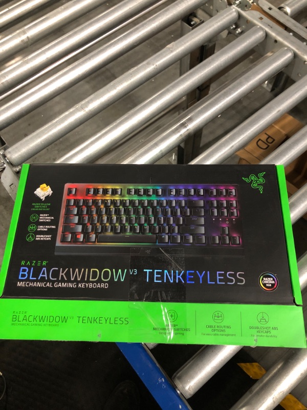 Photo 2 of Razer BlackWidow V3 Tenkeyless TKL Mechanical Gaming Keyboard: Yellow Mechanical Switches - Linear & Silent - Chroma RGB Lighting - Compact Form Factor - Programmable Macros - USB Passthrough Silent Switches