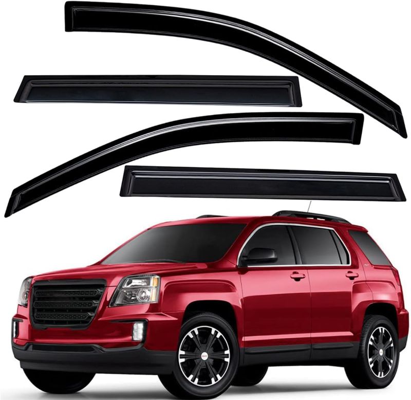 Photo 1 of Lightronic WV94167 Tape-on Side Window Visor Deflector Rain Guard, Dark Smoke Shatterproof, 4 PCS Set for 2010-2017 GMC Terrain