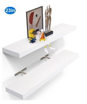 Photo 1 of 23 inch Wood Floating Shelves Wall Mounted Shelves, White, Set of 2