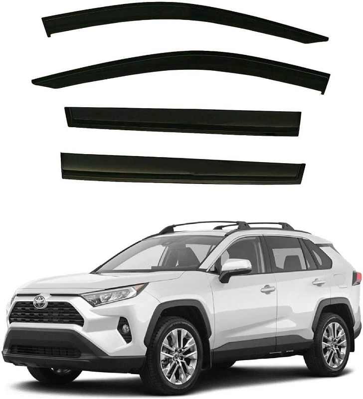 Photo 1 of 2019-2024 Black Tinted Side Window Deflector Visors Rain Guards for Toyota Rav4 2019 2020 2021 2022