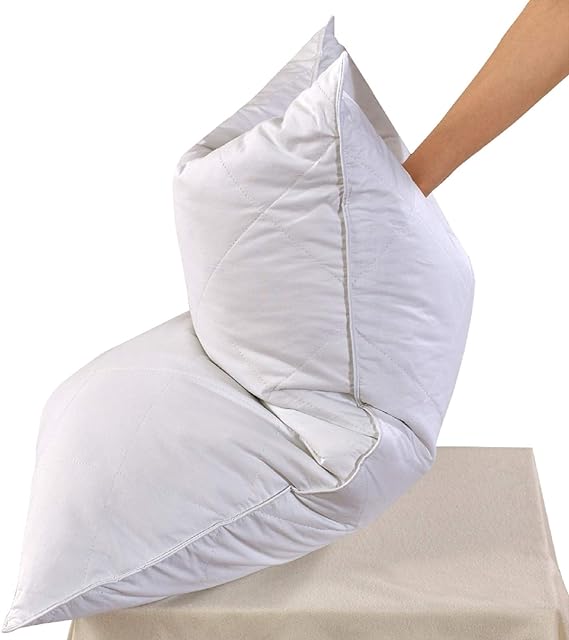 Photo 1 of 2 Pack White Goose Feather Bed Pillow - Soft 600 Thread Count 100% Cotton, Medium Firm,Soft Support Surround Fill Polyester King Size,White Solid
