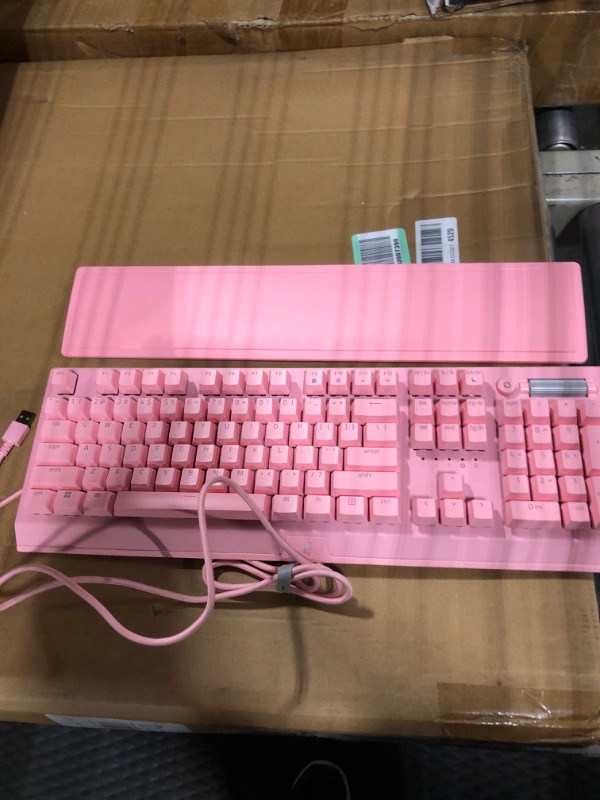 Photo 1 of Razer BlackWidow V3 Mechanical Gaming Keyboard: Green Mechanical Switches - Tactile & Clicky - Chroma RGB Lighting - Compact Form Factor - Programmable Macro Functionality - Quartz Quartz Pink BlackWidow V3 Green Switches - Tactile & Clicky