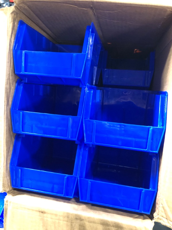 Photo 4 of AKRO-MILS Hang & Stack Storage Bin, Blue, Plastic, 9 1/4 in L x 6 in 12 pack