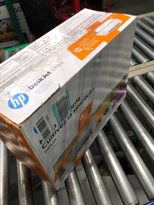 Photo 1 of HP DeskJet 2755e Wireless Color All-in-One Printer with bonus 6 months Instant Ink (26K67A), white