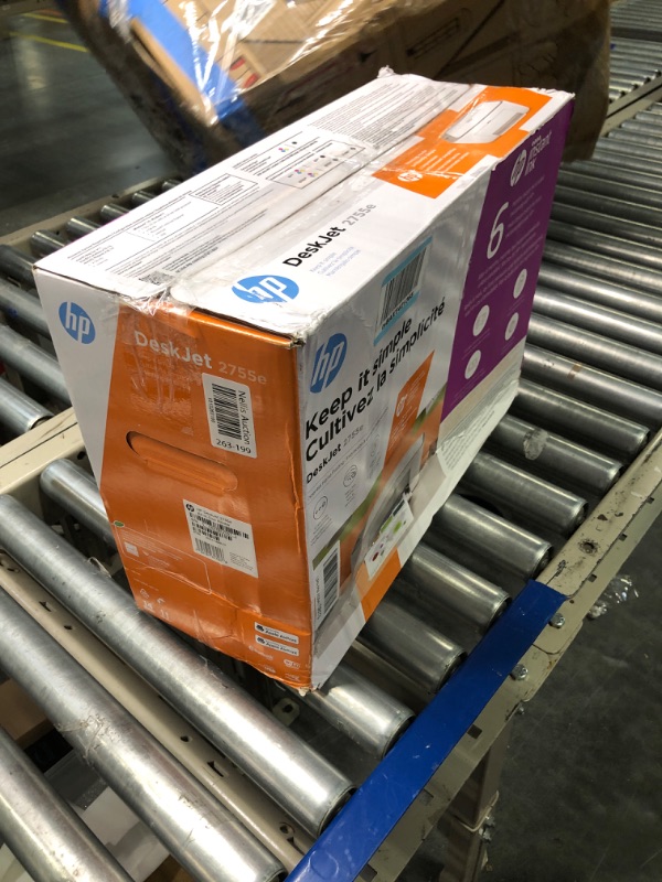 Photo 1 of HP DeskJet 2755e Wireless Color All-in-One Printer with bonus 6 months Instant Ink (26K67A), white