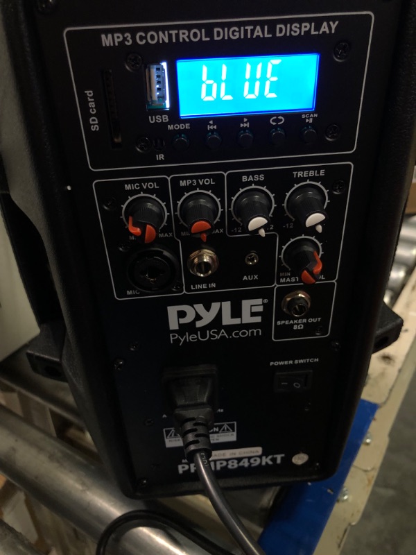 Photo 1 of Powered PA Speaker System Active & Passive Bluetooth Loudspeakers Kit with 8 Inch Speakers, Wired Microphone, MP3/USB/SD/AUX Readers, Speaker Stands,Remote Control - Pyle PPHP849KT Black 8 in 2 Speaker Loudspeakers Kit