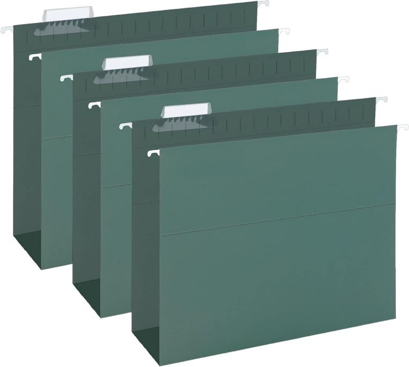 Photo 1 of HERKKA Extra Capacity Hanging File Folders, 30 Pack Reinforced Letter Size Hanging Folders with Heavy Duty 2 Inch Expansion, Designed for Bulky Files, Medical Charts, Green