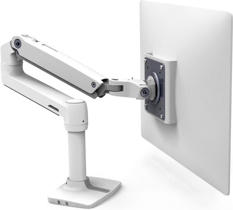 Photo 1 of Ergotron – LX Premium Monitor Arm, Single Monitor Desk Mount – fits Flat Curved Ultrawide Computer Monitors up to 34 Inches, 7 to 25 lbs, VESA 75x75mm or 100x100mm – White