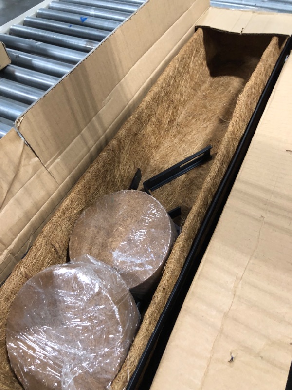 Photo 1 of WIMART Window Box Railing, 32 Inch Black Metal Hanging Flower Planter Basket with Coco Liner for Outdoor Balcony Porch Fence Patio for Home, Office and Hotel (Black - 2 Pcs/Set) Black - 2 Pcs/Set 32IN