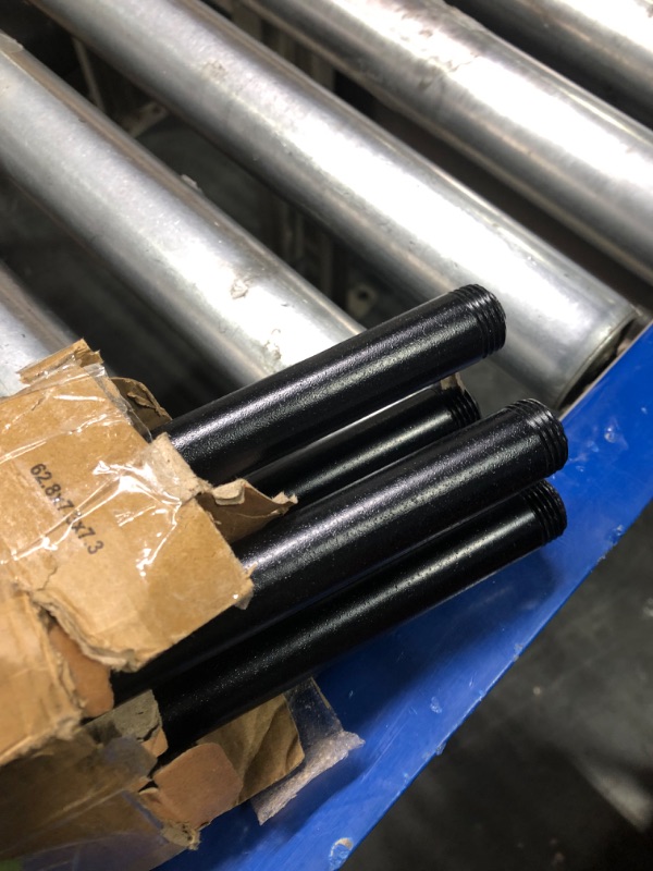 Photo 1 of 1/2" x 24" Black Painted Industrial Pipe, Home TZH 4 Pack Threaded Black Iron Pipe Nipple for DIY Project/Furniture/Shelving Decoration (4, 24") 4 24 Inch