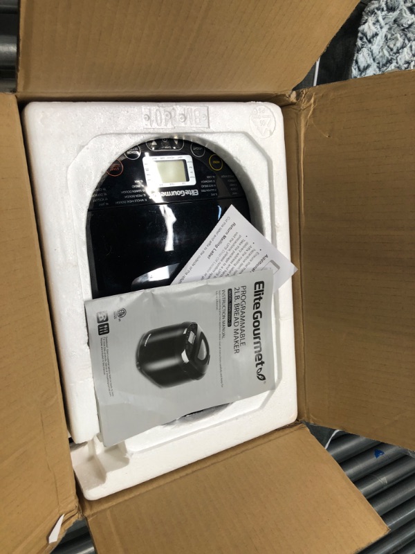 Photo 3 of Elite Gourmet EBM8103B Programmable Bread Maker Machine, 3 Loaf Sizes, 19 Menu Functions Gluten Free White Wheat Rye French and more, 2 Lb, Black