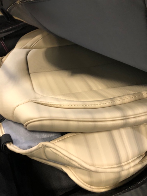 Photo 5 of Coverado Front Seat Covers 2 Pieces, Waterproof Nappa Leather Sideless Auto Seat Protectors, Universal Fit for Most Sedans SUV Pick-up Truck, Beige