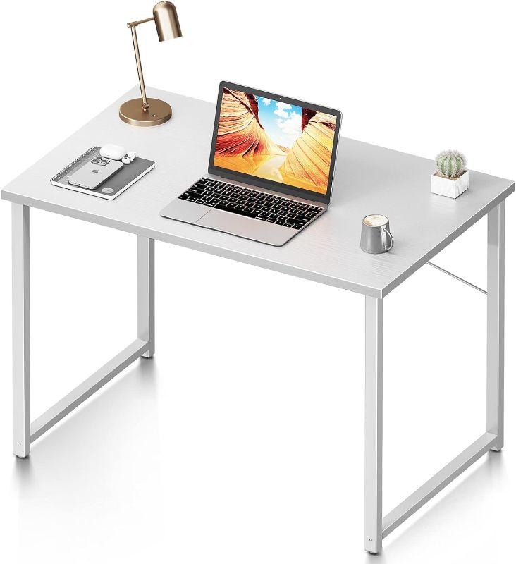 Photo 1 of Coleshome 32 Inch Computer Desk, Modern Simple Style Desk for Home Office, Study Student Writing Desk, White
