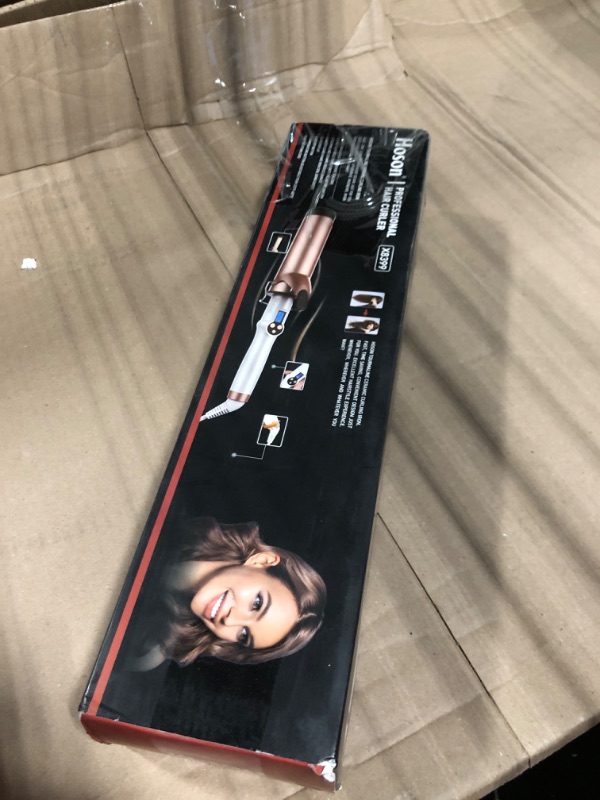 Photo 2 of *used*  Hoson 2 Inch Curling Iron Large Barrel, Long Barrel Curling Wand Dual Voltage, Ceramic Tourmaline Coating with LCD Display, Glove Include 2 inches