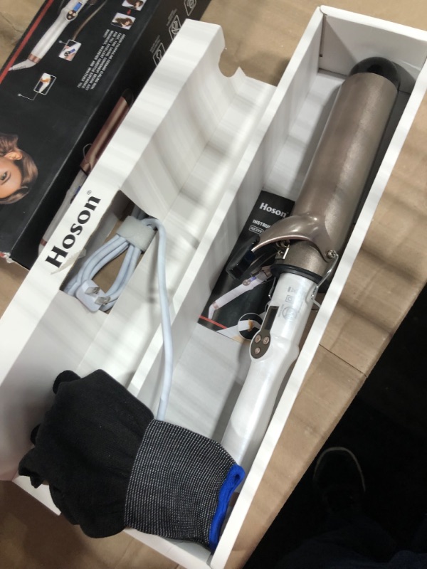 Photo 3 of *used*  Hoson 2 Inch Curling Iron Large Barrel, Long Barrel Curling Wand Dual Voltage, Ceramic Tourmaline Coating with LCD Display, Glove Include 2 inches