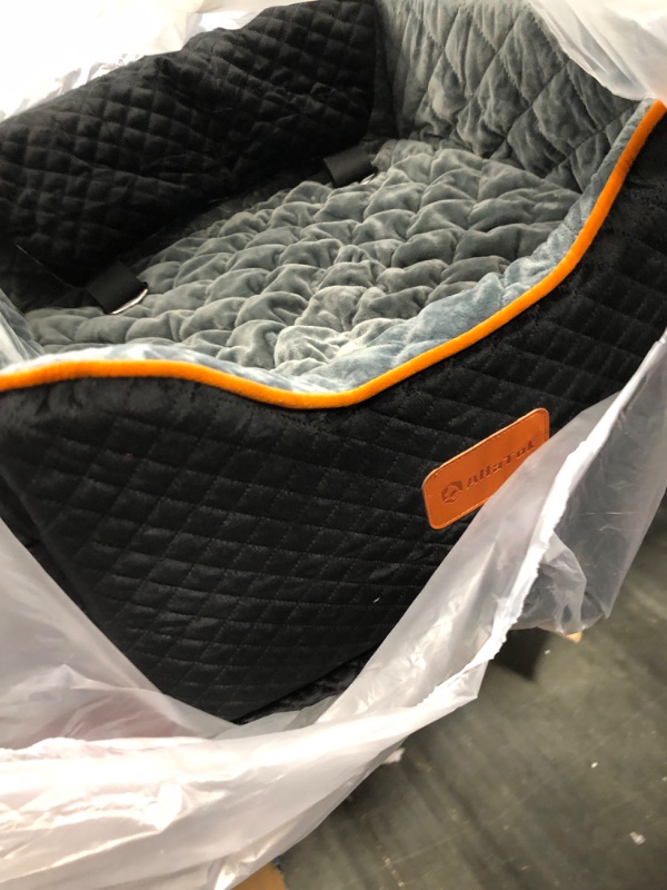Photo 1 of AlfaTok Memory Foam Booster Dog Car Seat with Washable Removable Cover, Elevated Pet Car Seat, Anti-Slip Sturdy Dog Booster Seats for Small Dogs 25lbs, Dog Seat Belt, Storage Pocket, Dog Blankets black