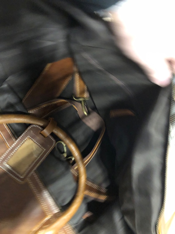 Photo 4 of 24" Leather Buffalo Travel Case Duffel Luggage Bag, Gym Travel Tote Duffel, Overnight Weekender (tan)