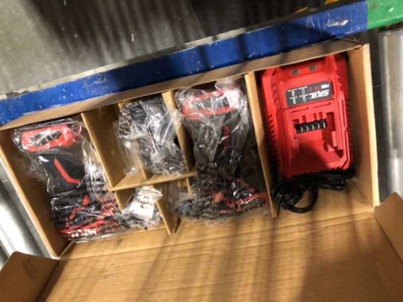 Photo 4 of ******NEEDS NEW BATTERY**** SKIL 2-Tool Kit: PWRCore 12 Brushless 12V 1/2 Inch Cordless Drill Driver and 1/4 Inch Hex Impact Driver, Includes 2.0Ah Lithium Battery and Standard Charger - CB738401, Red Drill/Impact Driver combo w/One Battery