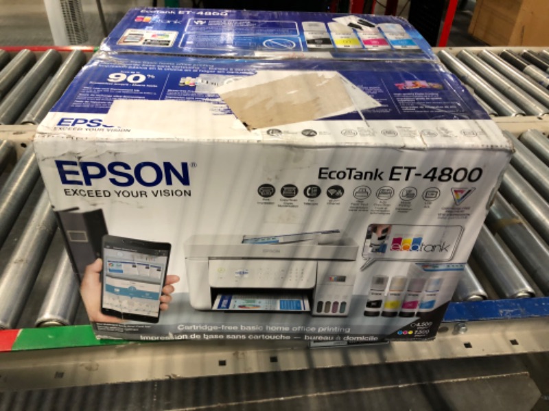 Photo 2 of Epson EcoTank ET-4800 Wireless All-in-One Cartridge-Free Supertank Printer with Scanner, Copier, Fax, ADF and Ethernet – Ideal-for Your Home Office ET-4800 White FAX/ADF/Print/Copy/Scan