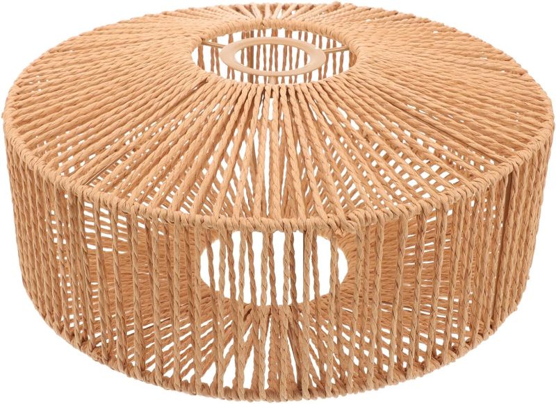 Photo 1 of  Holibanna Braided Straw Rope Lampshade Decorative Lampshade Lamp Cover for Bubble Rattan Lamp Cover Rustic Light Cover Rattan Lampshade Floor Light Lampshade Floor Lamp Light Bulb Iron