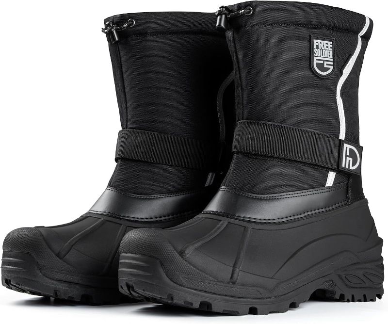 Photo 1 of FREE SOLDIER Mens Snow Boots Insulated Waterproof Winter Shoes Nonslip Outdoor Footwear with Removable Lining

