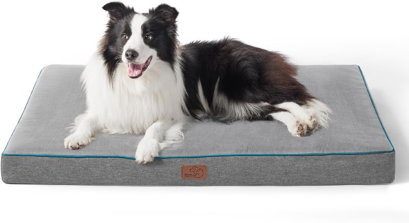 Photo 1 of 
Bedsure Memory Foam Dog Bed for Large Dogs - Orthopedic Waterproof Dog Bed for Crate with Removable Washable Cover and Nonskid Bottom - Plush Flannel Fleece.