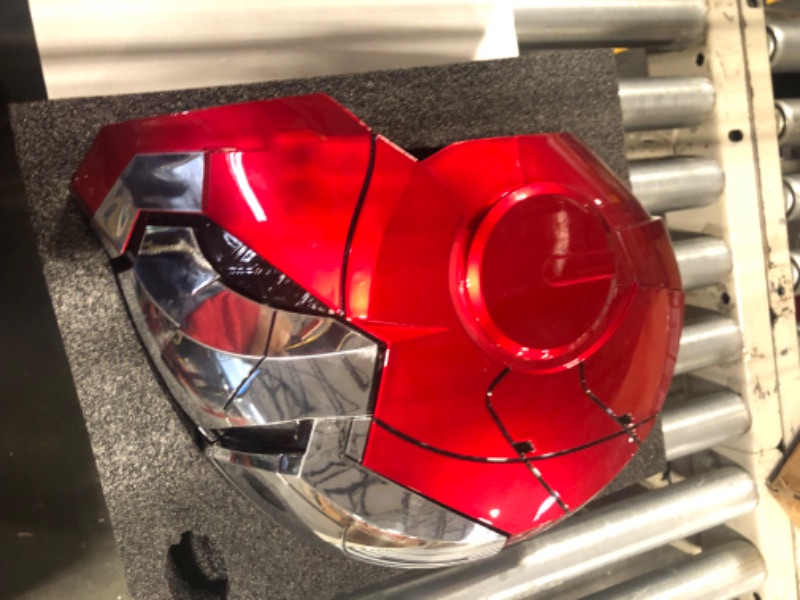 Photo 4 of Adult Iron-Mans Helmet Electronic MK 5 Helmet with Jarvis Voice/Sensing/Remote Control Open/Close Sounds & LED Eyes Light Up Super Hero Movie 1:1 Model for Halloween