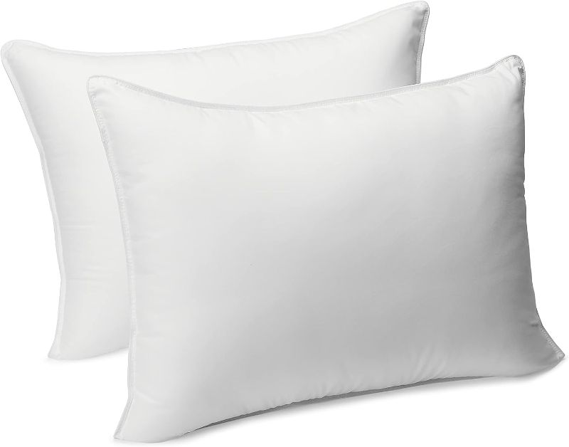 Photo 1 of 
Amazon Basics Down Alternative Bed Pillow, Medium Density for Back and Side Sleepers, Standard, 26 x 20 Inch - Pack of 2, White