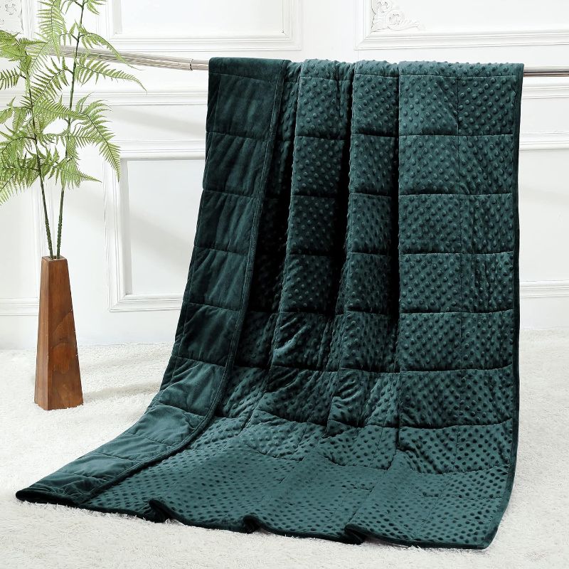 Photo 1 of Alomidds Weighted Blanket ( 60"x80",15lbs Queen Size - Green ), Weighted Blankets for Adults and Kids, Cooling Breathable Soft and Comfort Minky, Heavy Blanket Microfiber Material with Glass Beads F(green) 60"x80" 15LBS