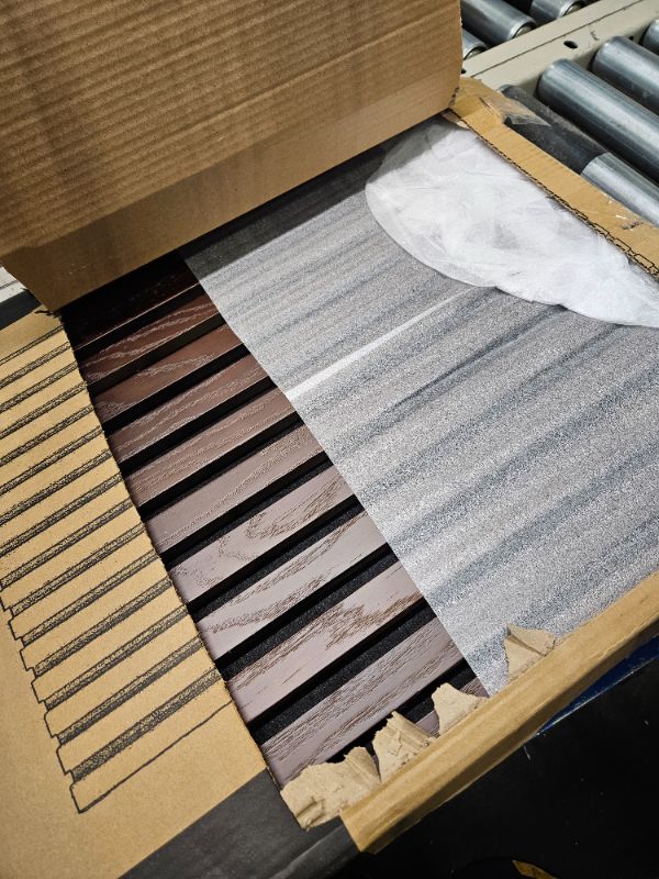 Photo 1 of Acoustic Slat Wood Soundproof Wall Panels with Foam 2PCS Walnut 43.3IN Height walnut 2