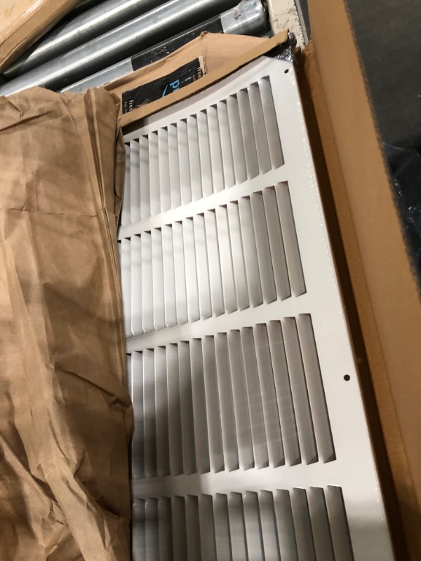 Photo 3 of 25"w X 14"h Steel Return Air Grilles - Sidewall and Ceiling - HVAC Duct Cover - White [Outer Dimensions: 26.75"w X 15.75"h] 25 X 14 White