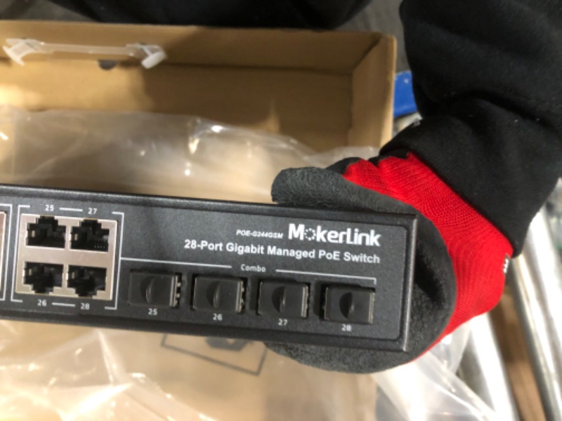 Photo 6 of MokerLink 24 Port PoE Gigabit Managed Switch, 4 GE Uplink, 4 Combo SFP, 300W IEEE802.3af/at, L2+ Smart Managed, Rackmount Fanless, PoE QoS Vlan IGMP and Static Routing Managed 28G POE Managed