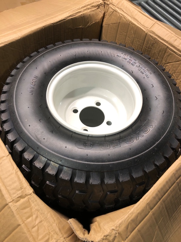 Photo 1 of 18x8.50-8 Lawn Mower Tires, 18x8.50x8 4PR Turf Tires with Rims for Lawn Mowers/Garden Tractors/Zero-turn Mowers/Golf Cart (Outer tyre)
