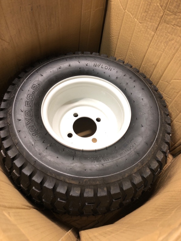 Photo 4 of 18x8.50-8 Lawn Mower Tires, 18x8.50x8 4PR Turf Tires with Rims for Lawn Mowers/Garden Tractors/Zero-turn Mowers/Golf Cart (Outer tyre)
