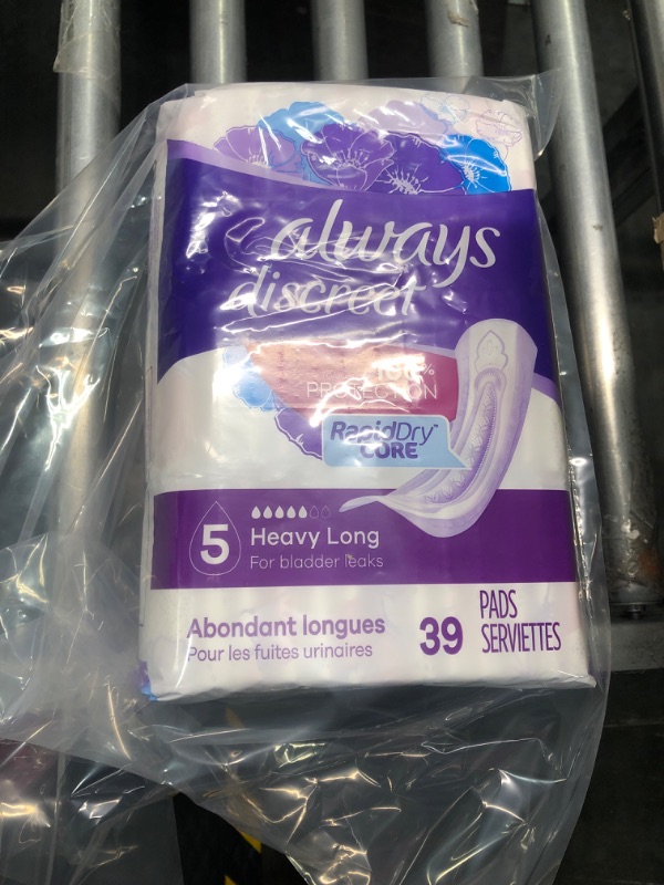 Photo 2 of Always Discreet Adult Incontinence & Postpartum Pads For Women, Size 5, Heavy Absorbency, Long Length, 39 Count