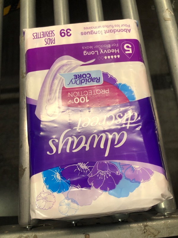 Photo 1 of Always Discreet Adult Incontinence & Postpartum Pads For Women, Size 5, Heavy Absorbency, Long Length, 39 Count