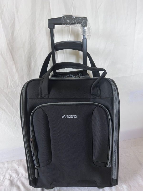 Photo 1 of American Tourister 4 Kix Expandable Softside Luggage with Spinner Wheels, Black/Grey, Carry-On 21-Inch Carry-On 21-Inch Black/Grey