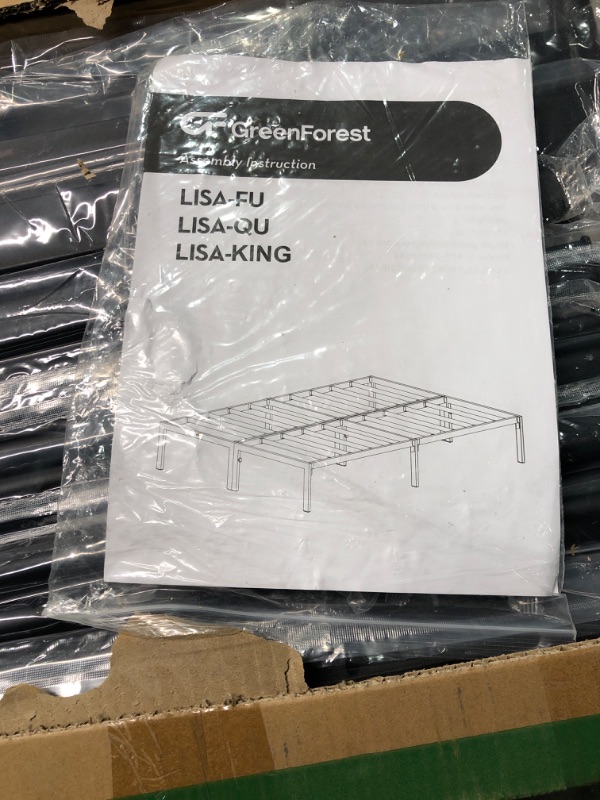 Photo 3 of GreenForest Queen Size Bed Frame Easy Quick Assembly Metal Platform, Heavy Duty Mattress Foundation with Steel Slat, No Box Spring Needed