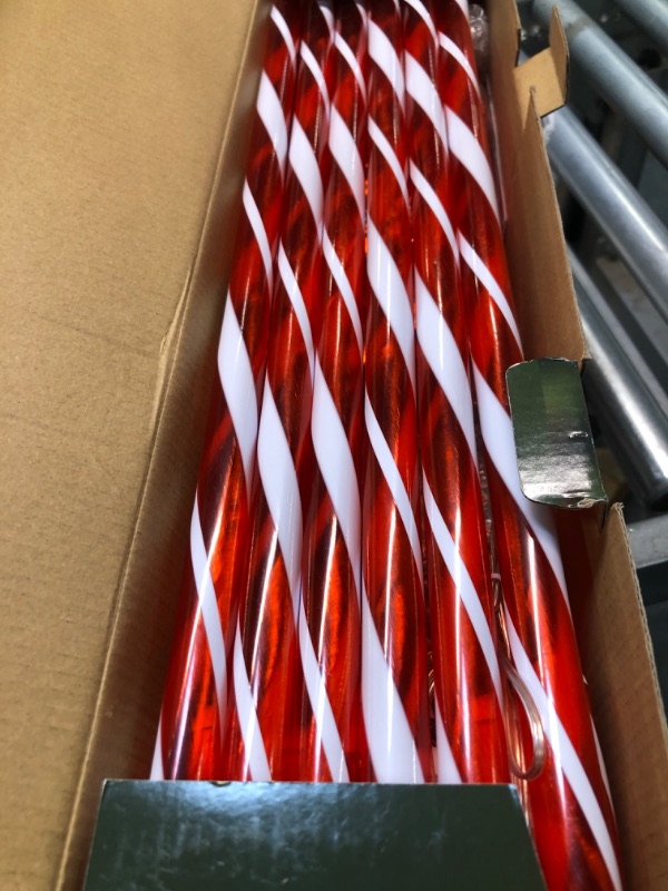 Photo 3 of 12 Pack Christmas Candy Cane Lights, Solar Christmas Candy Cane Decorations Waterproof Pathway Markers Lights with Star for Outdoor Christmas Decorations Gifts Yard Driveway Lawn Garden Xmas Tree