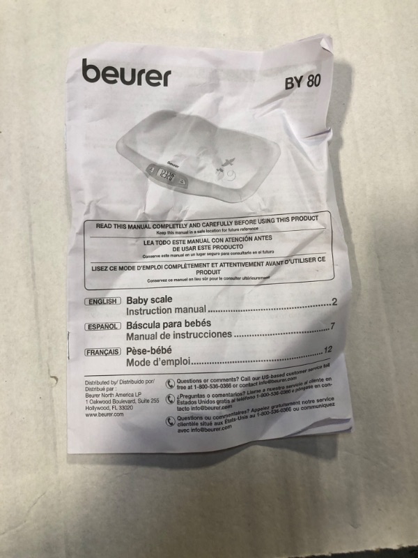 Photo 1 of Beurer BY80 Digital Baby Scale, Infant Scale for Weighing in Pounds, Ounces, or Kilograms up to 44 lbs, Newborn Scale with Hold Function, Pet Scale for Cats and Dogs