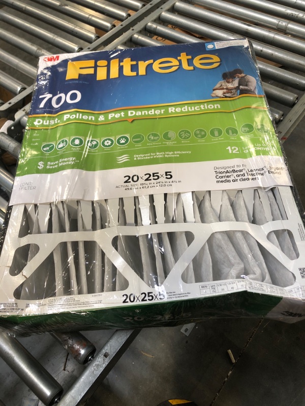 Photo 2 of Filtrete 20x25x5 Furnace Air Filter MERV 8 MPR 700, Dust, Pollen, & Pet Dander, 2-Pack, Fits Lennox & Honeywell Devices (exact dimensions 19.56 x 24.13 x 4.75)