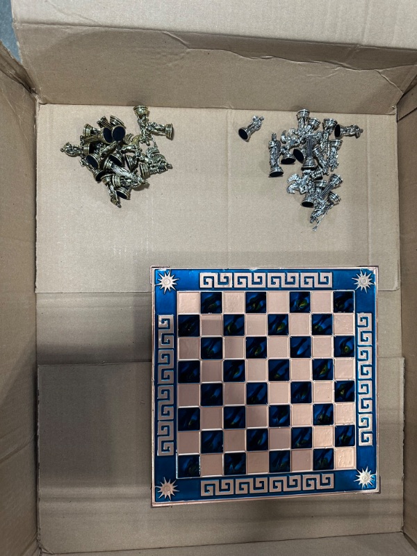 Photo 3 of Handmade Hercules Metal Chess with Elegant Wooden and Metal Board Hercules -Blue