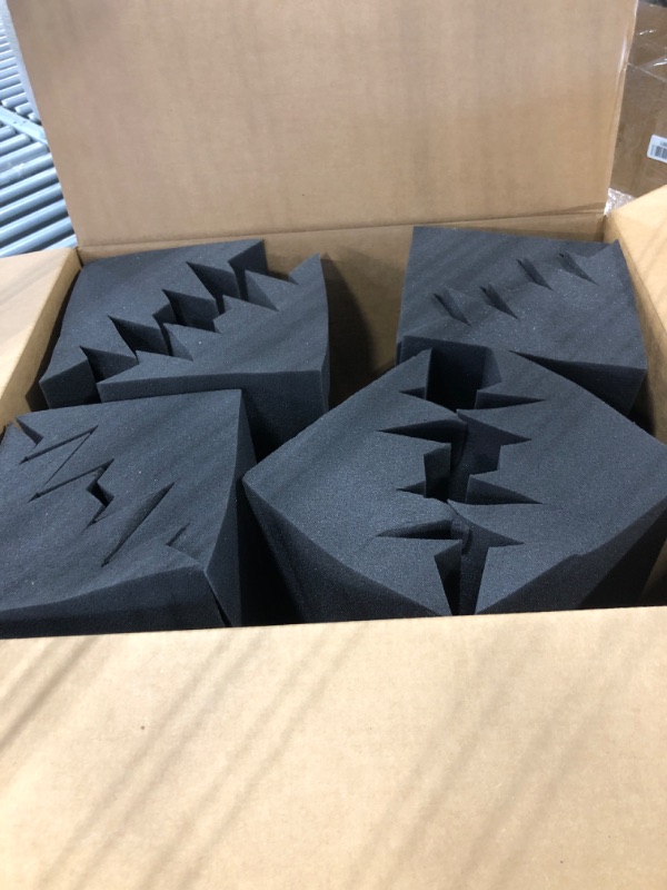 Photo 3 of 8 Pack - Bass Traps Acoustic Foam Corner, 8''x8''x12'' Black Bass Traps Corner Studio Foam, High Density and Fire-Proof Bass Traps Acoustic Panels Recording Studio Acoustical Treatments 8 x 8 x 12 Inches 8 Pack-Black Bass Trap